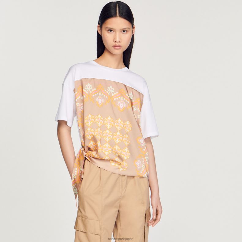 jp Sandro Paris 女性 スカーフTシャツ 白 20D4B196 衣服