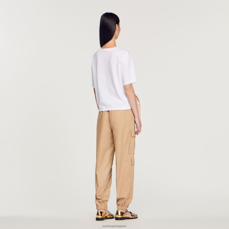 jp Sandro Paris 女性 スカーフTシャツ 白 20D4B196 衣服