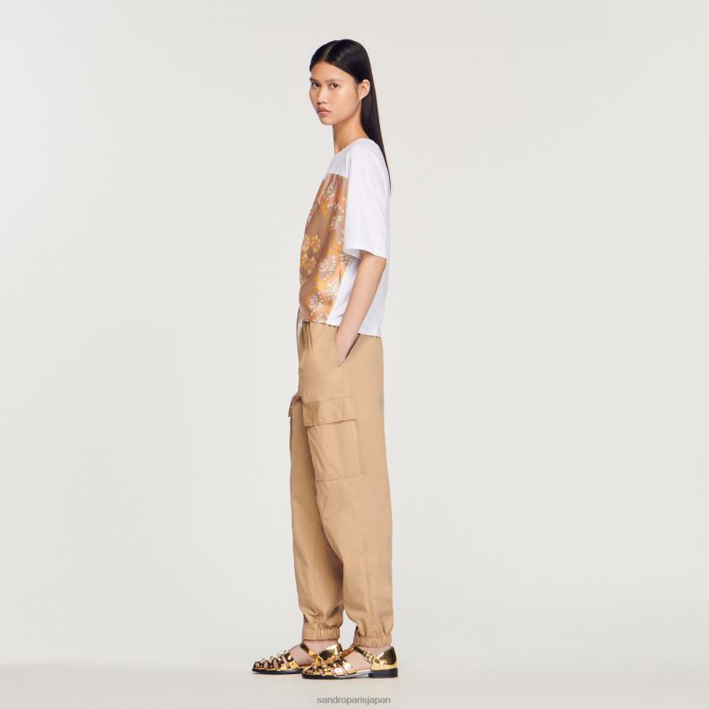 jp Sandro Paris 女性 スカーフTシャツ 白 20D4B196 衣服