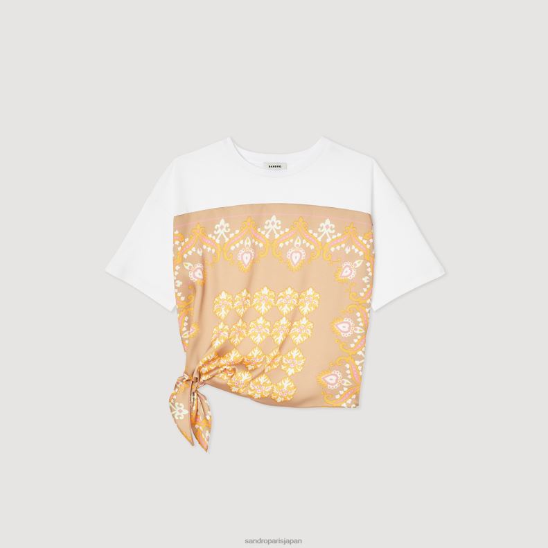 jp Sandro Paris 女性 スカーフTシャツ 白 20D4B196 衣服