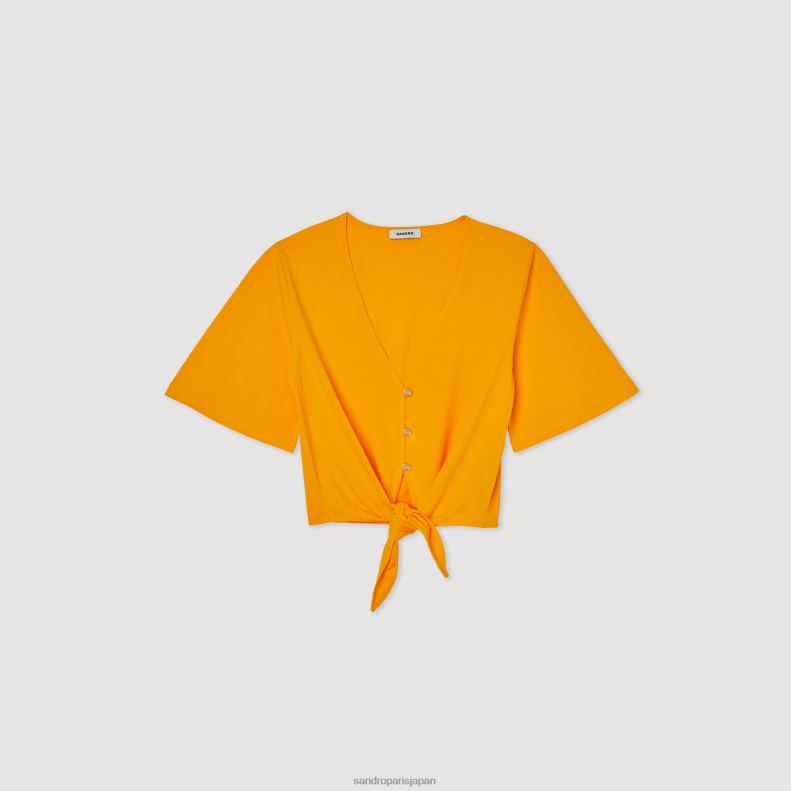 jp Sandro Paris 女性 ジュエルショートTシャツ オレンジ 20D4B202 衣服