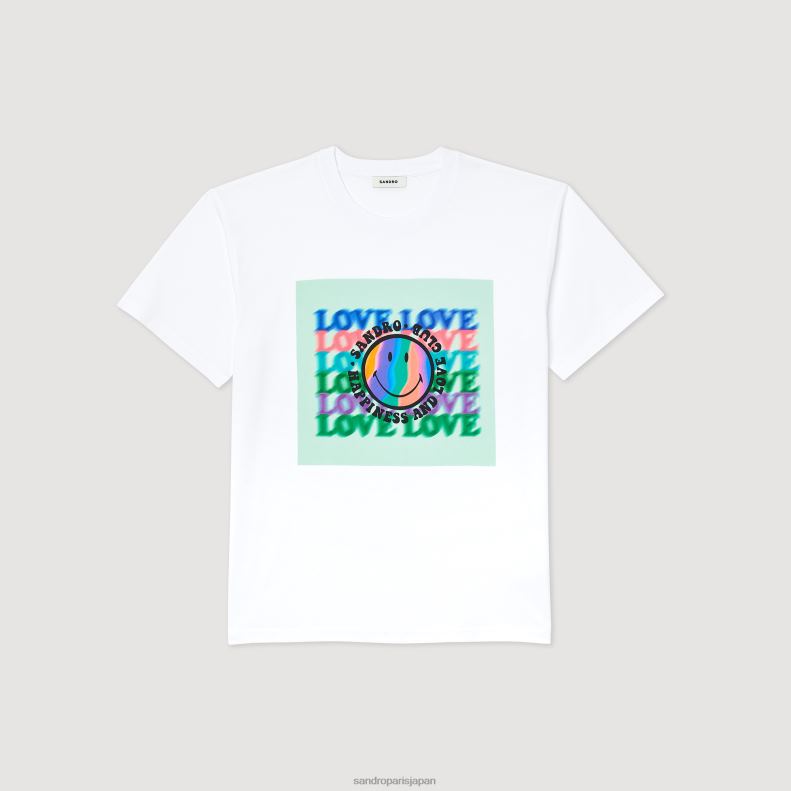 jp Sandro Paris 女性 スマイリーTシャツ 白 20D4B209 衣服
