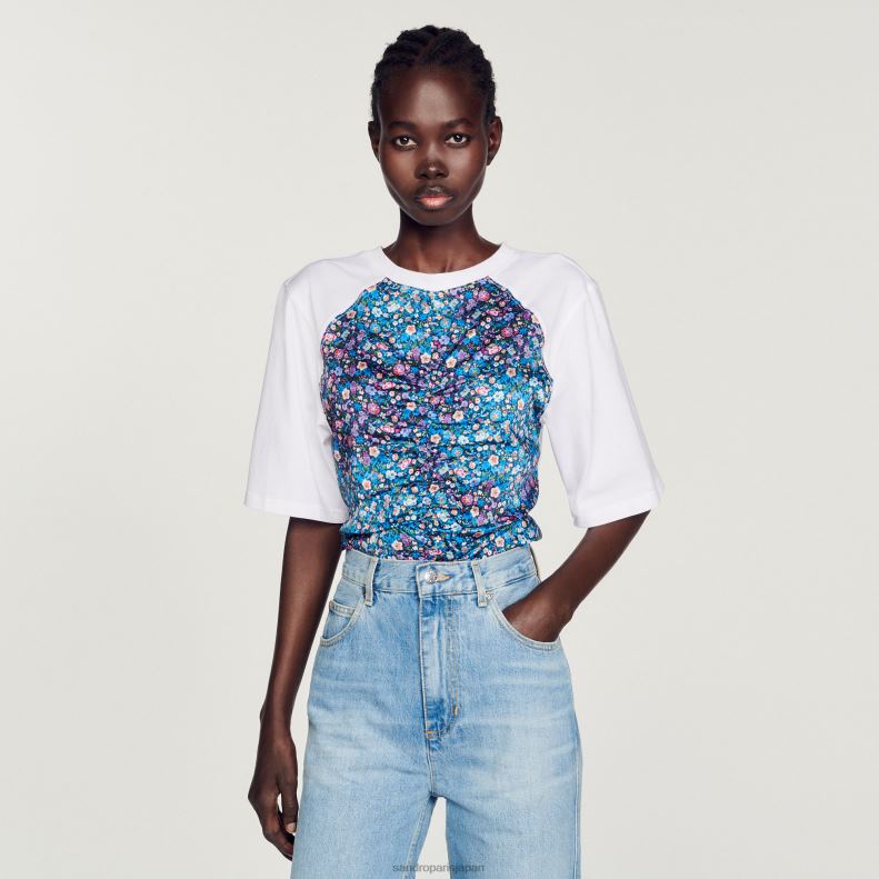 jp Sandro Paris 女性 スカーフ オープンバック Tシャツ 白 20D4B279 衣服