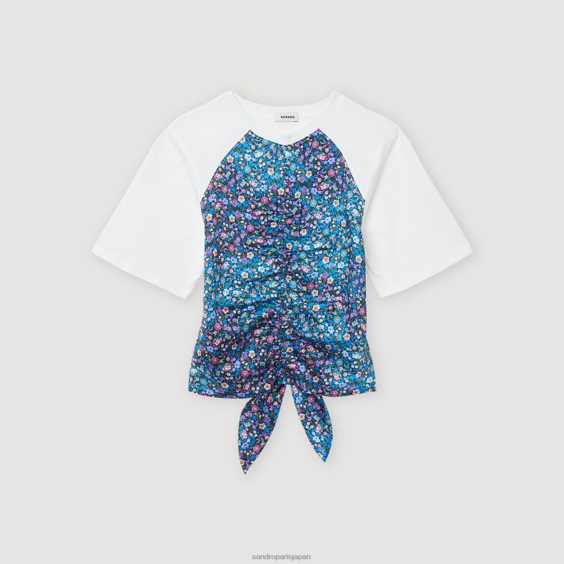 jp Sandro Paris 女性 スカーフ オープンバック Tシャツ 白 20D4B279 衣服
