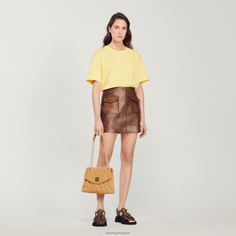 jp Sandro Paris 女性 クロップドルーズTシャツ 一色 20D4B297 衣服