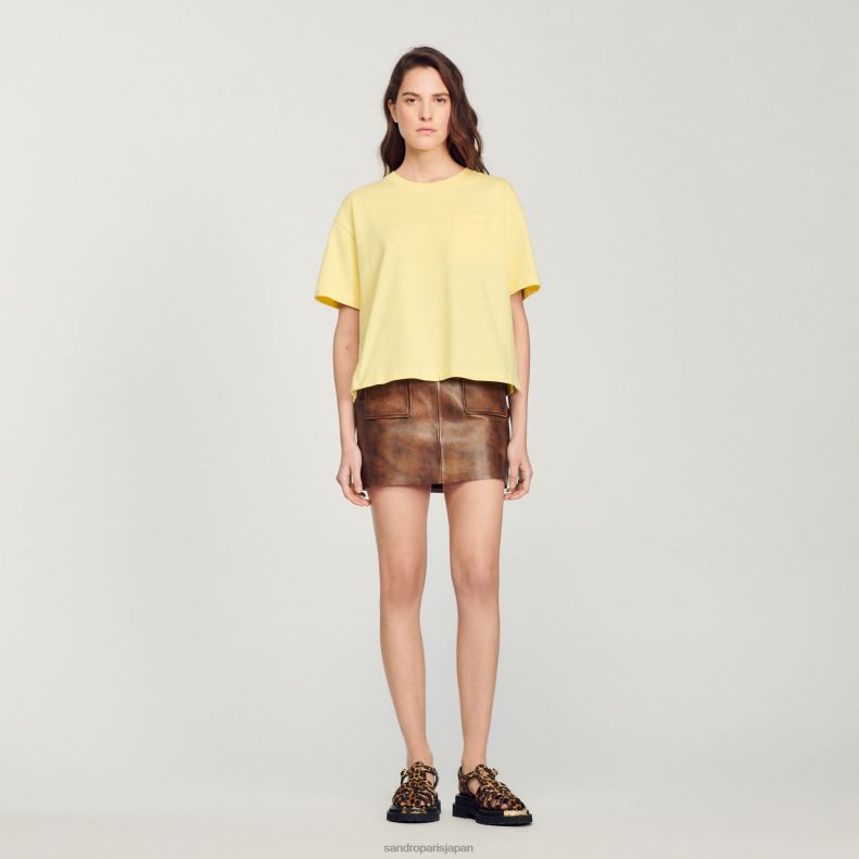 jp Sandro Paris 女性 クロップドルーズTシャツ 一色 20D4B297 衣服