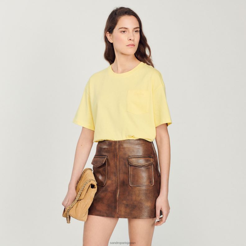 jp Sandro Paris 女性 クロップドルーズTシャツ 一色 20D4B297 衣服