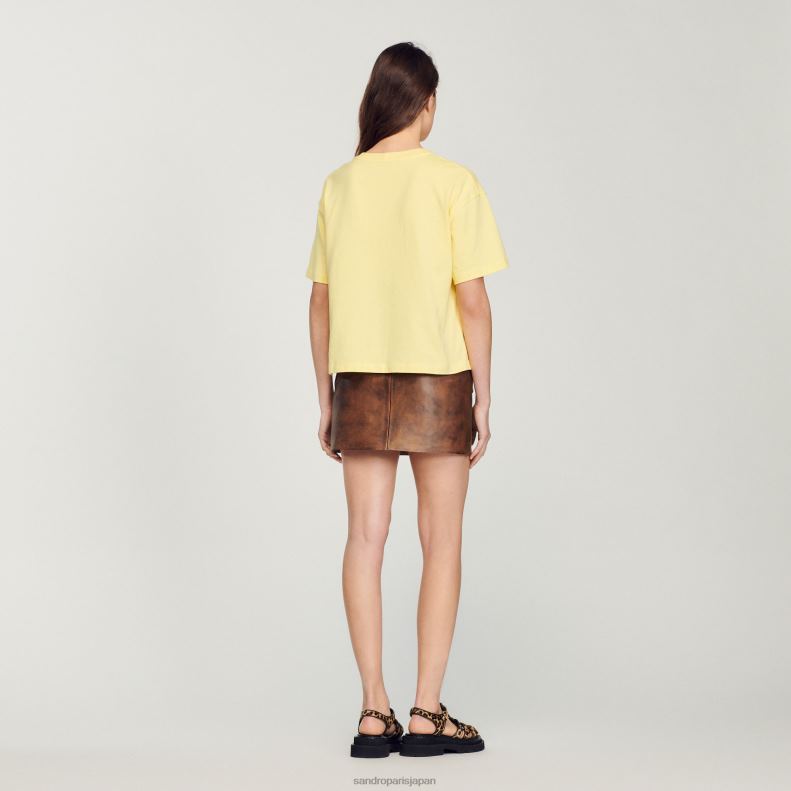 jp Sandro Paris 女性 クロップドルーズTシャツ 一色 20D4B297 衣服