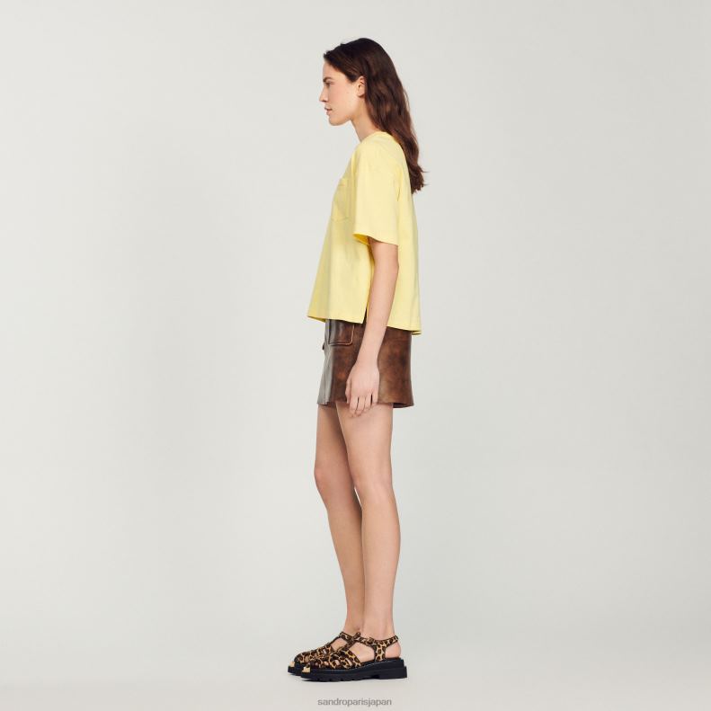 jp Sandro Paris 女性 クロップドルーズTシャツ 一色 20D4B297 衣服