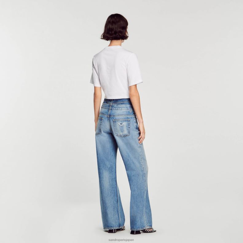 jp Sandro Paris 女性 ラインストーンビスチェデザインのTシャツ 白 20D4B39 衣服