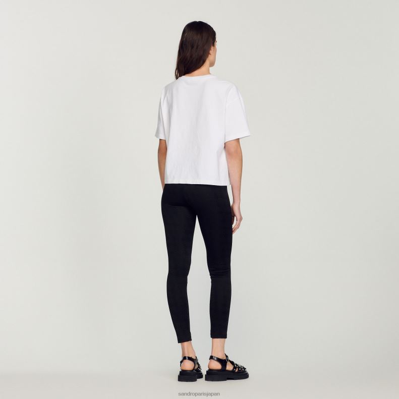 jp Sandro Paris 女性 クロップドルーズTシャツ 白 20D4B423 衣服