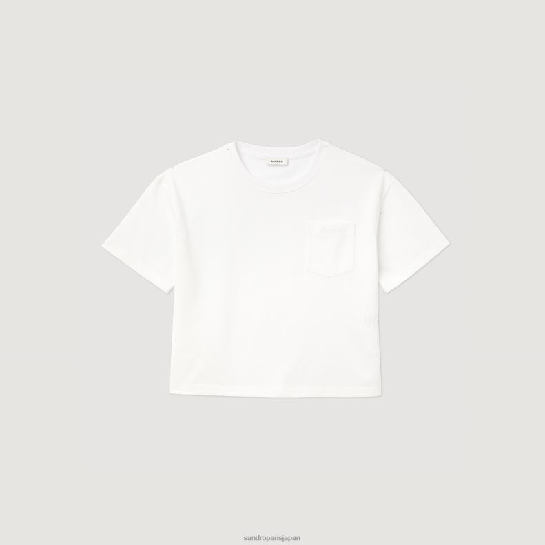 jp Sandro Paris 女性 クロップドルーズTシャツ 白 20D4B423 衣服