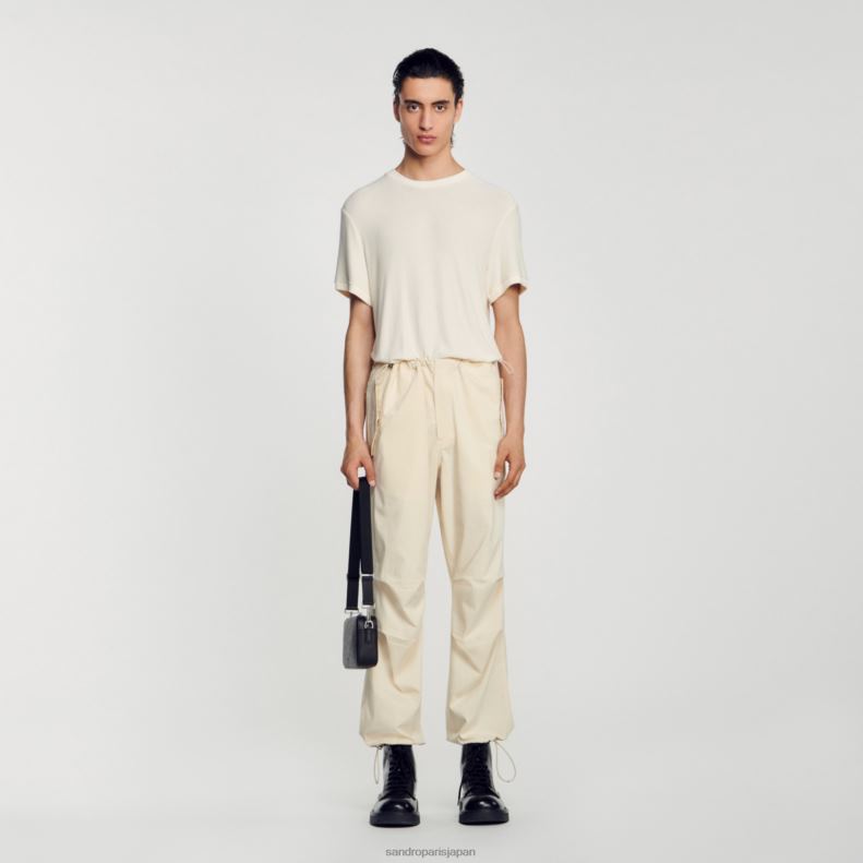 jp Sandro Paris 男性 ラウンドネックTシャツ 生成り 20D4B585 衣服