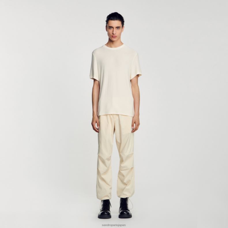 jp Sandro Paris 男性 ラウンドネックTシャツ 生成り 20D4B585 衣服