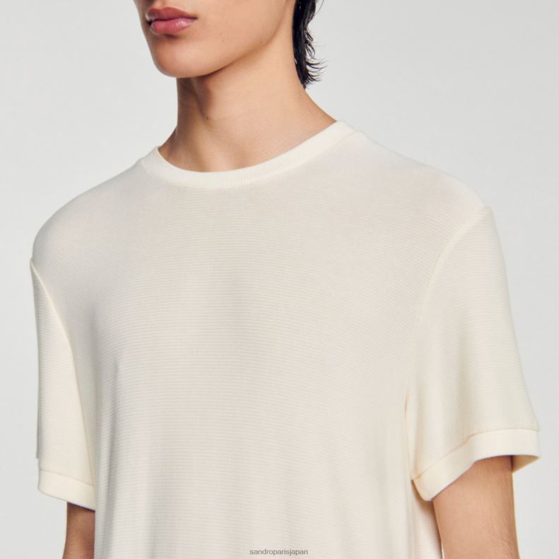 jp Sandro Paris 男性 ラウンドネックTシャツ 生成り 20D4B585 衣服