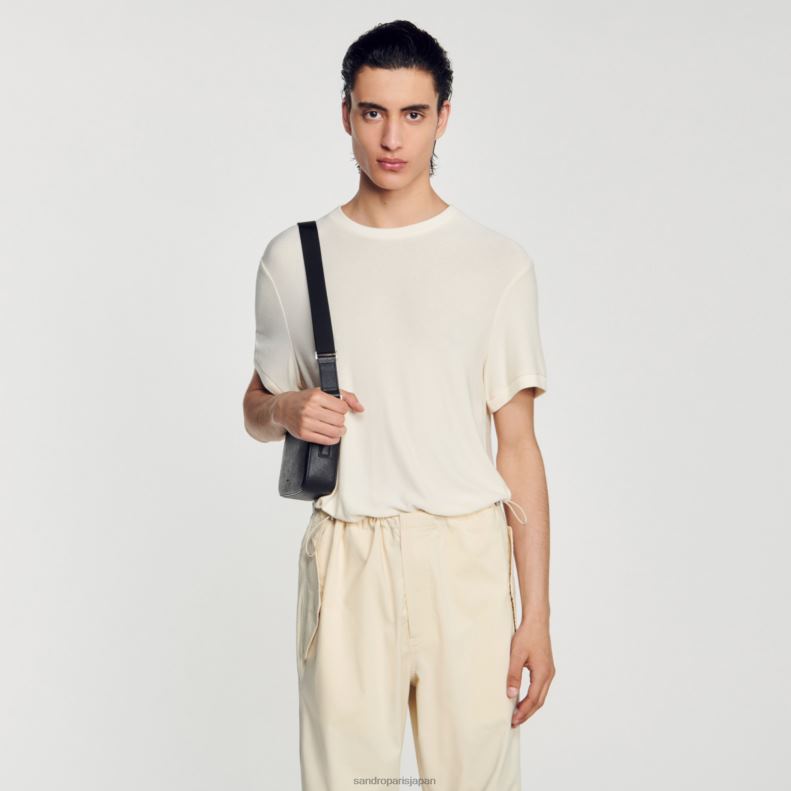 jp Sandro Paris 男性 ラウンドネックTシャツ 生成り 20D4B585 衣服