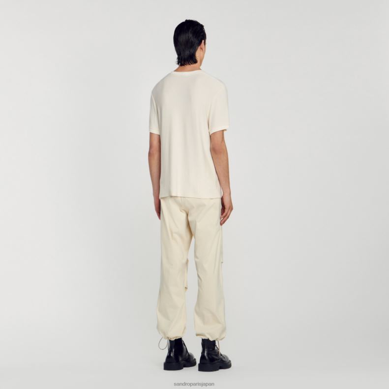 jp Sandro Paris 男性 ラウンドネックTシャツ 生成り 20D4B585 衣服