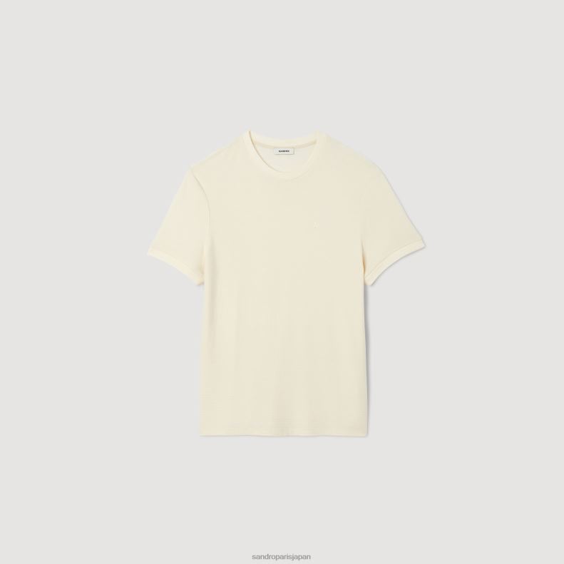 jp Sandro Paris 男性 ラウンドネックTシャツ 生成り 20D4B585 衣服