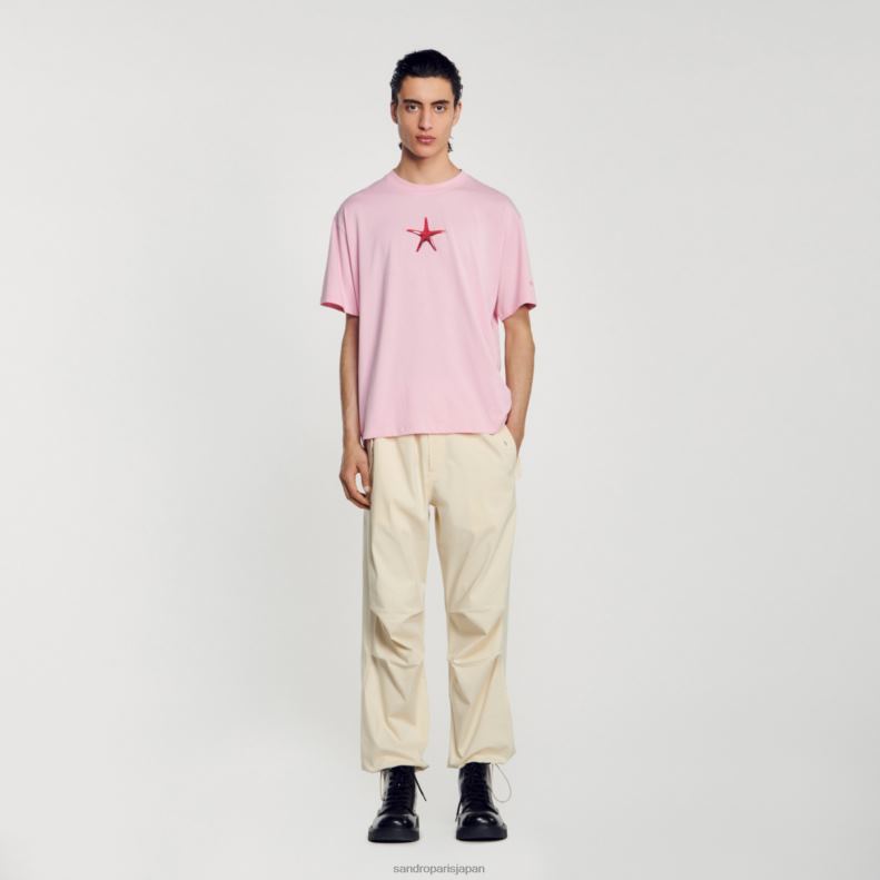 jp Sandro Paris 男性 ヒトデTシャツ ピンク 20D4B591 衣服