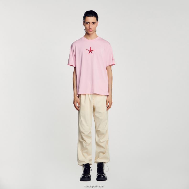 jp Sandro Paris 男性 ヒトデTシャツ ピンク 20D4B591 衣服