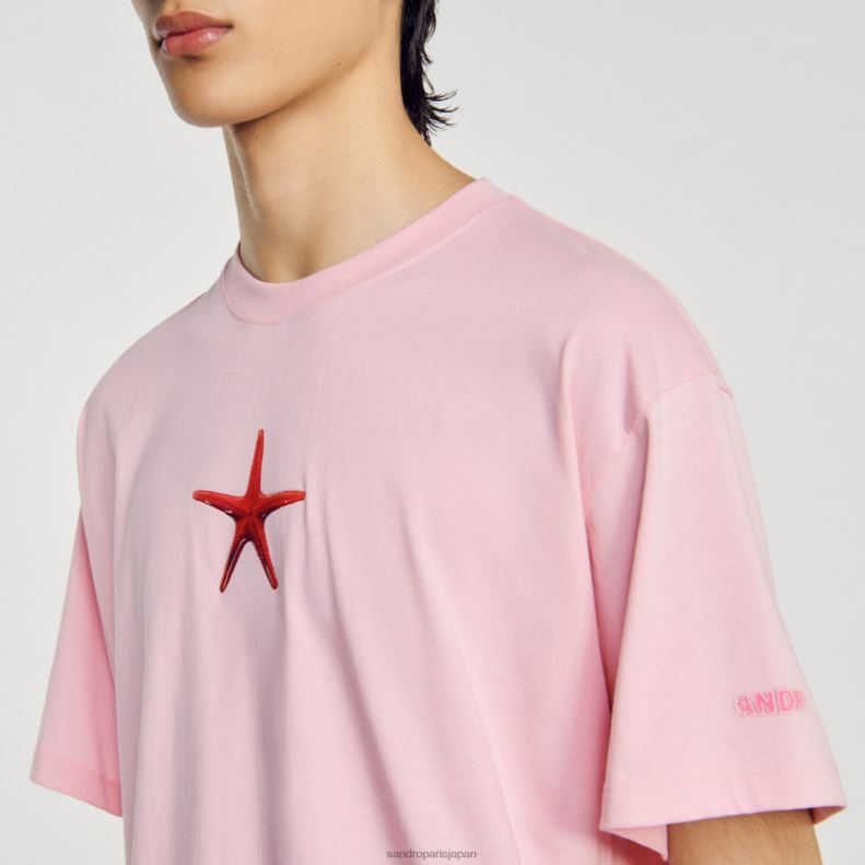 jp Sandro Paris 男性 ヒトデTシャツ ピンク 20D4B591 衣服
