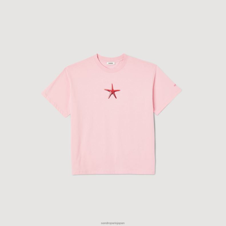 jp Sandro Paris 男性 ヒトデTシャツ ピンク 20D4B591 衣服