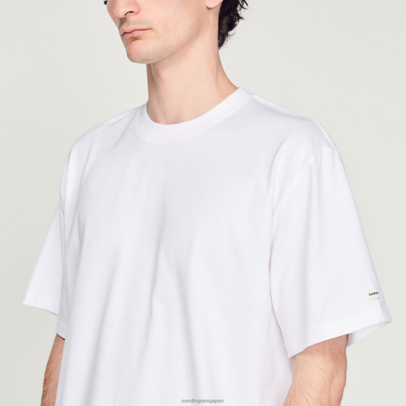 jp Sandro Paris 男性 オーガニックコットンTシャツ 白 20D4B624 衣服