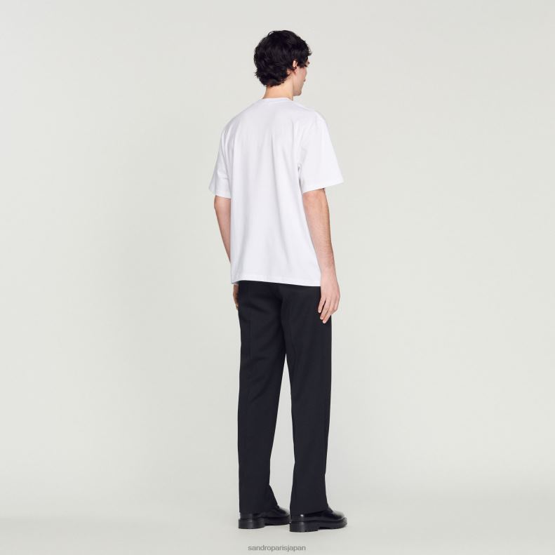jp Sandro Paris 男性 オーガニックコットンTシャツ 白 20D4B624 衣服