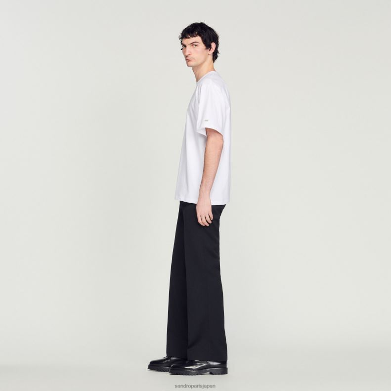 jp Sandro Paris 男性 オーガニックコットンTシャツ 白 20D4B624 衣服