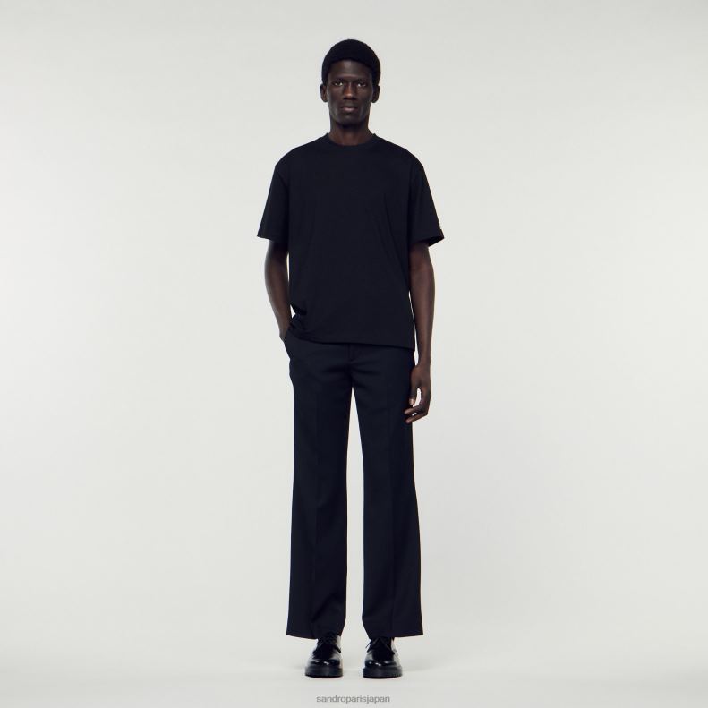 jp Sandro Paris 男性 オーガニックコットンTシャツ 黒 20D4B625 衣服