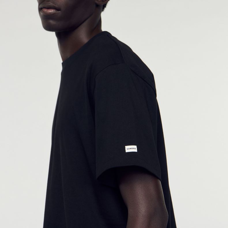 jp Sandro Paris 男性 オーガニックコットンTシャツ 黒 20D4B625 衣服