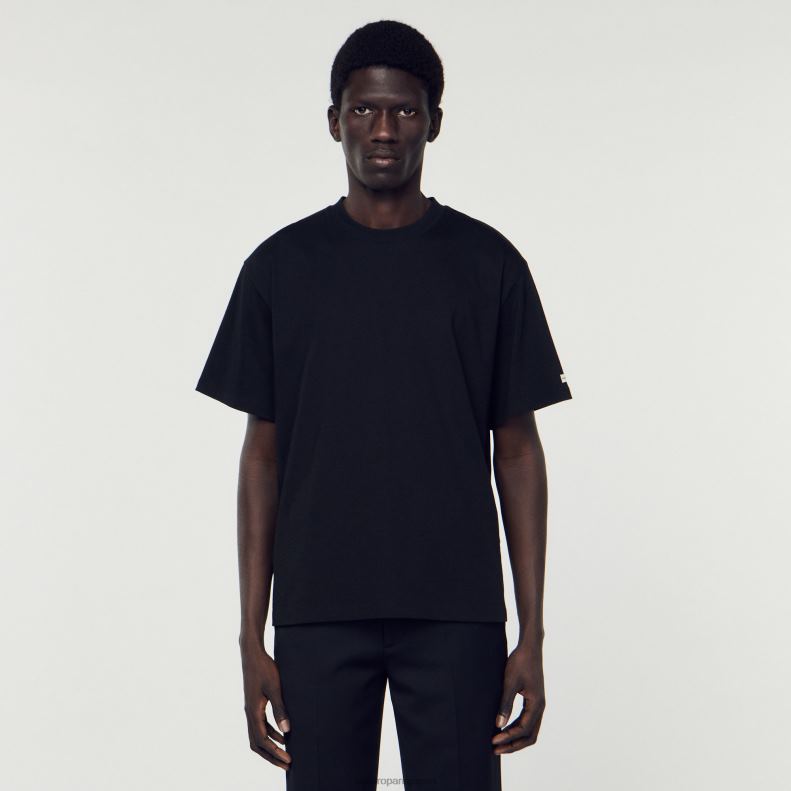 jp Sandro Paris 男性 オーガニックコットンTシャツ 黒 20D4B625 衣服