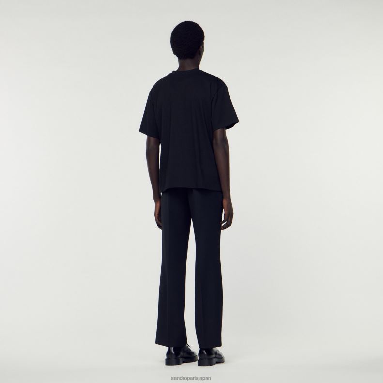 jp Sandro Paris 男性 オーガニックコットンTシャツ 黒 20D4B625 衣服