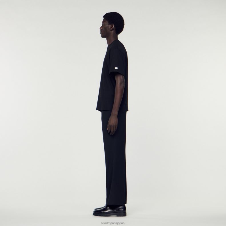 jp Sandro Paris 男性 オーガニックコットンTシャツ 黒 20D4B625 衣服