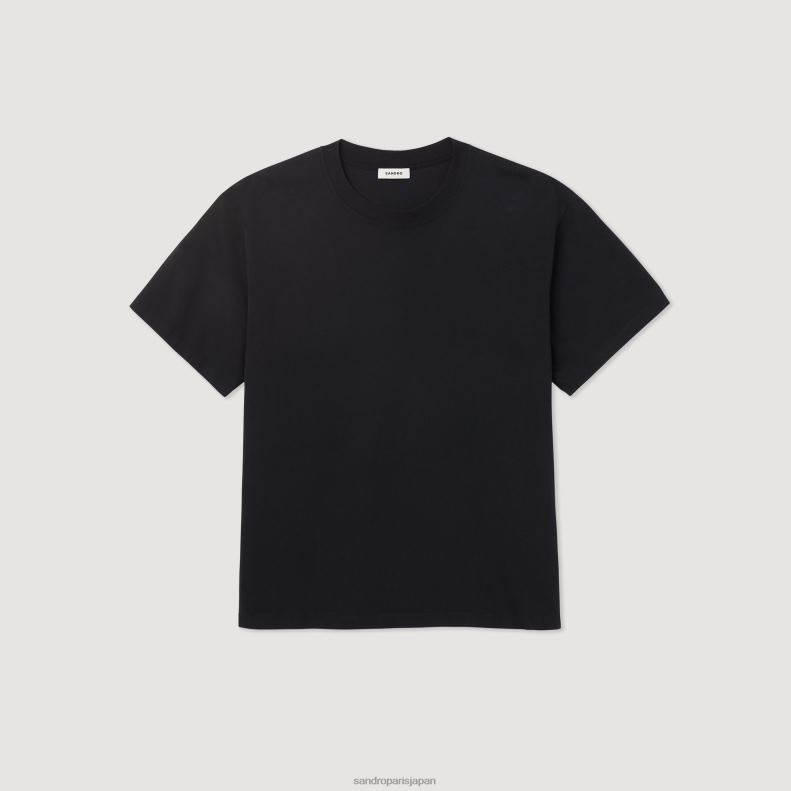 jp Sandro Paris 男性 オーガニックコットンTシャツ 黒 20D4B625 衣服