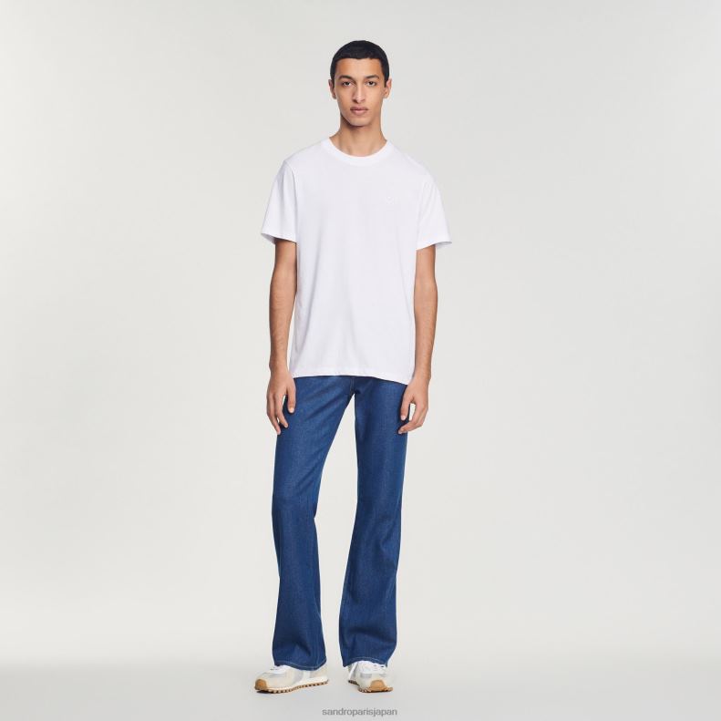 jp Sandro Paris 男性 コットンTシャツ 白 20D4B666 衣服