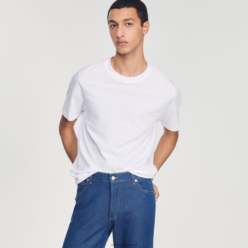 jp Sandro Paris 男性 コットンTシャツ 白 20D4B666 衣服