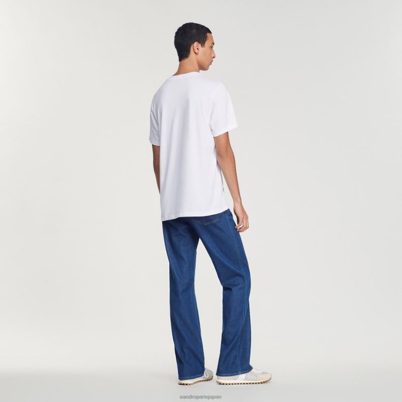 jp Sandro Paris 男性 コットンTシャツ 白 20D4B666 衣服