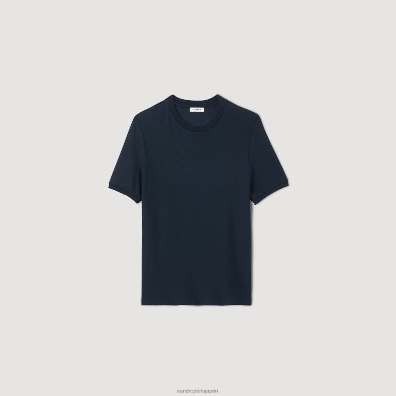 jp Sandro Paris 男性 ラウンドネックTシャツ ネイビーブルー 20D4B677 衣服