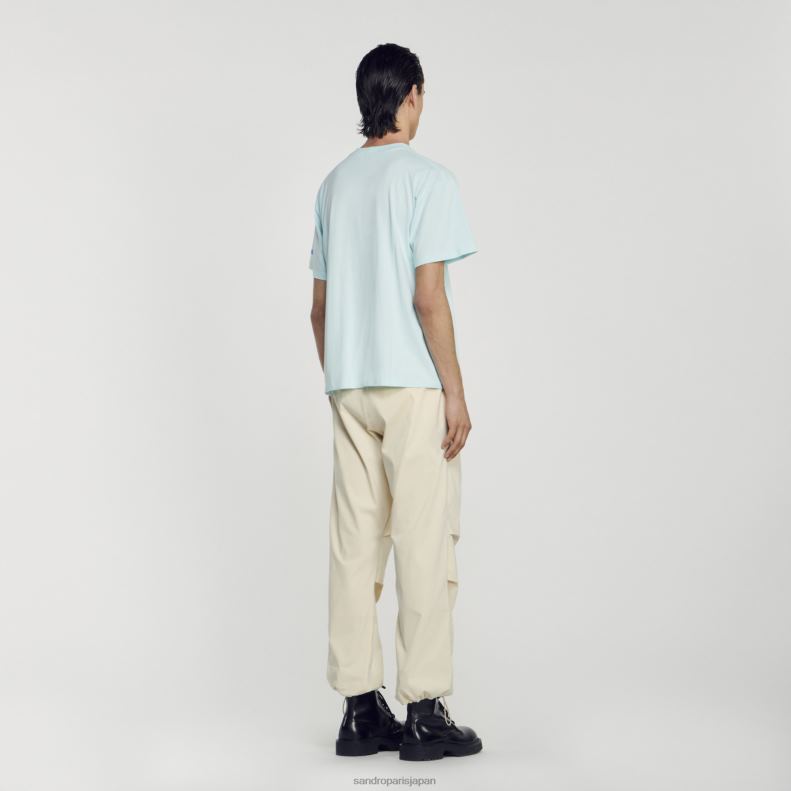 jp Sandro Paris 男性 ヒトデTシャツ ミントブルー 20D4B685 衣服