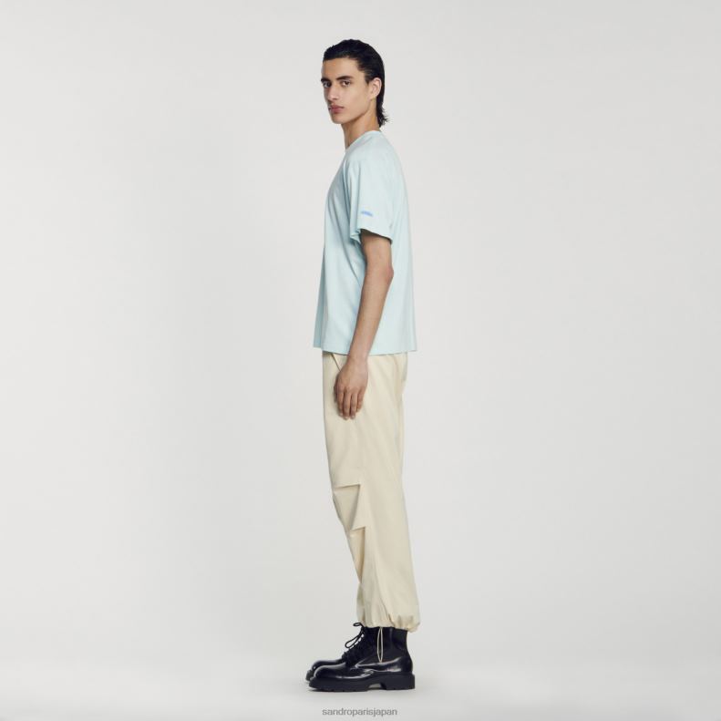 jp Sandro Paris 男性 ヒトデTシャツ ミントブルー 20D4B685 衣服