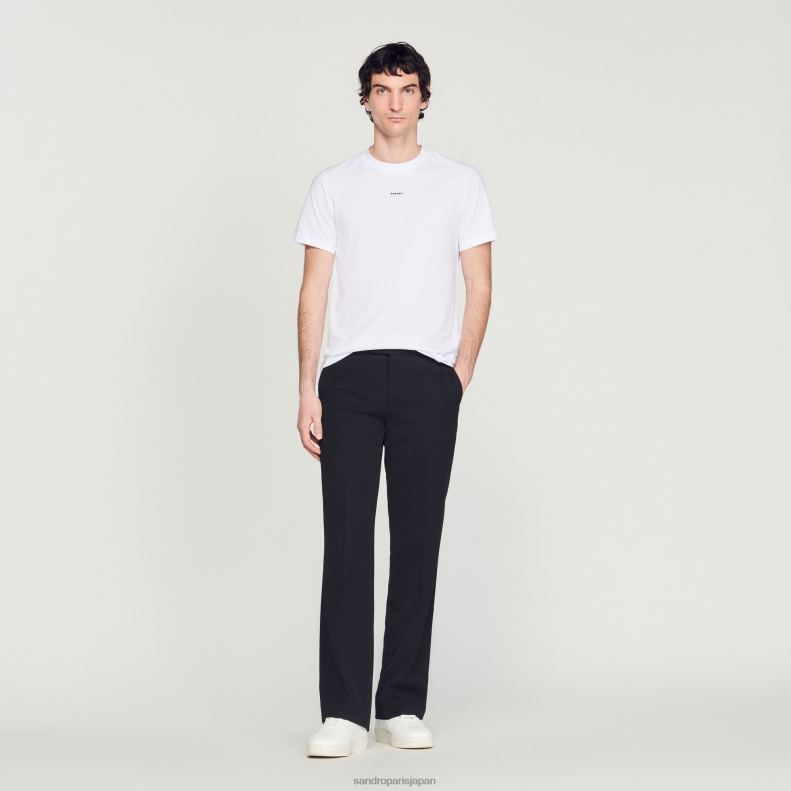 jp Sandro Paris 男性 刺繍入りTシャツ 白 20D4B710 衣服