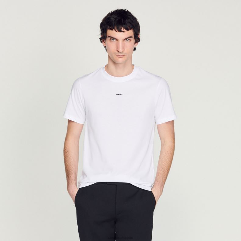jp Sandro Paris 男性 刺繍入りTシャツ 白 20D4B710 衣服
