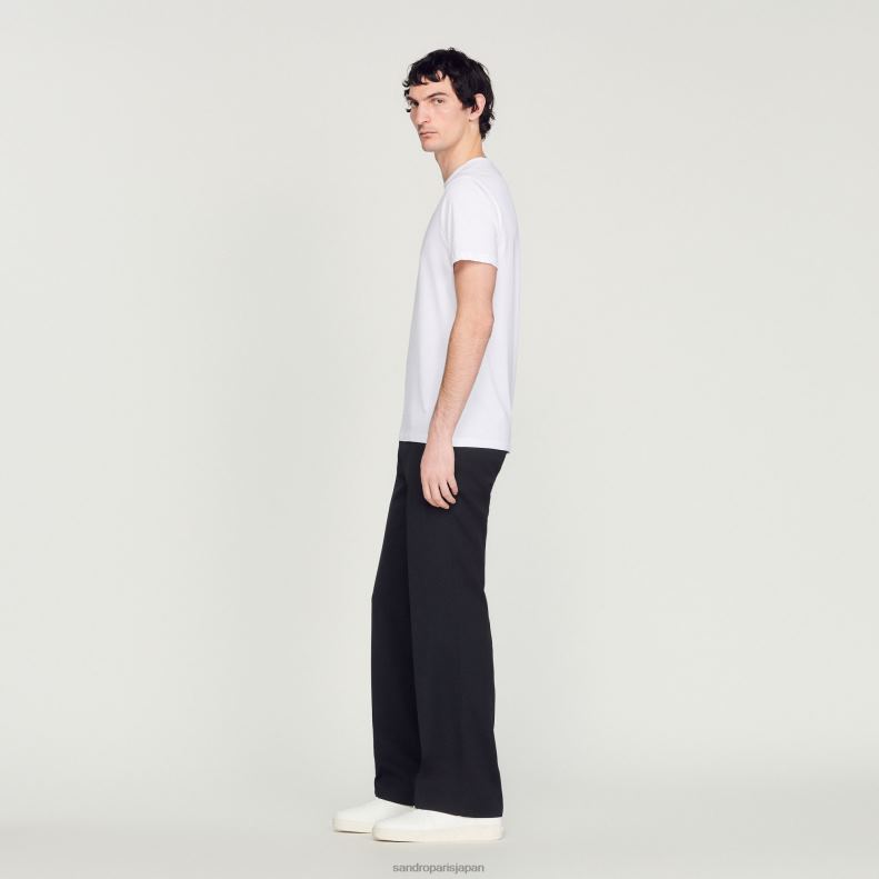 jp Sandro Paris 男性 刺繍入りTシャツ 白 20D4B710 衣服