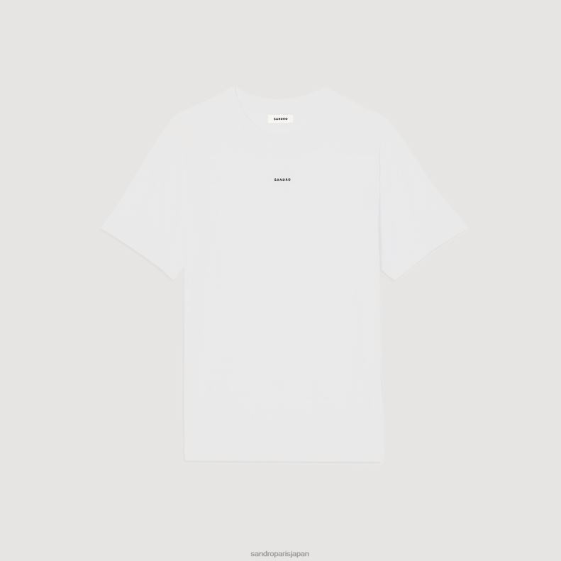 jp Sandro Paris 男性 刺繍入りTシャツ 白 20D4B710 衣服