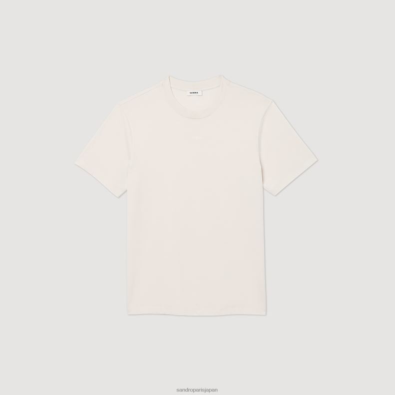 jp Sandro Paris 男性 刺繍入りTシャツ グレージュ 20D4B712 衣服