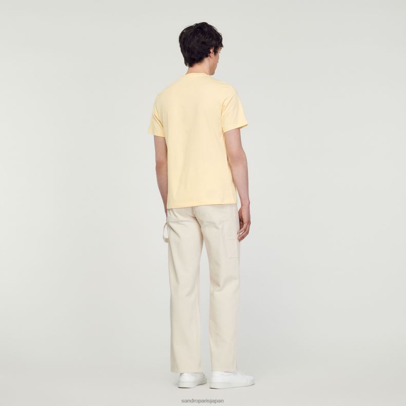 jp Sandro Paris 男性 フラワーパッチ Tシャツ クリーム 20D4B720 衣服