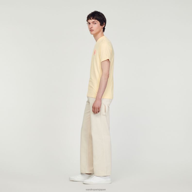 jp Sandro Paris 男性 フラワーパッチ Tシャツ クリーム 20D4B720 衣服