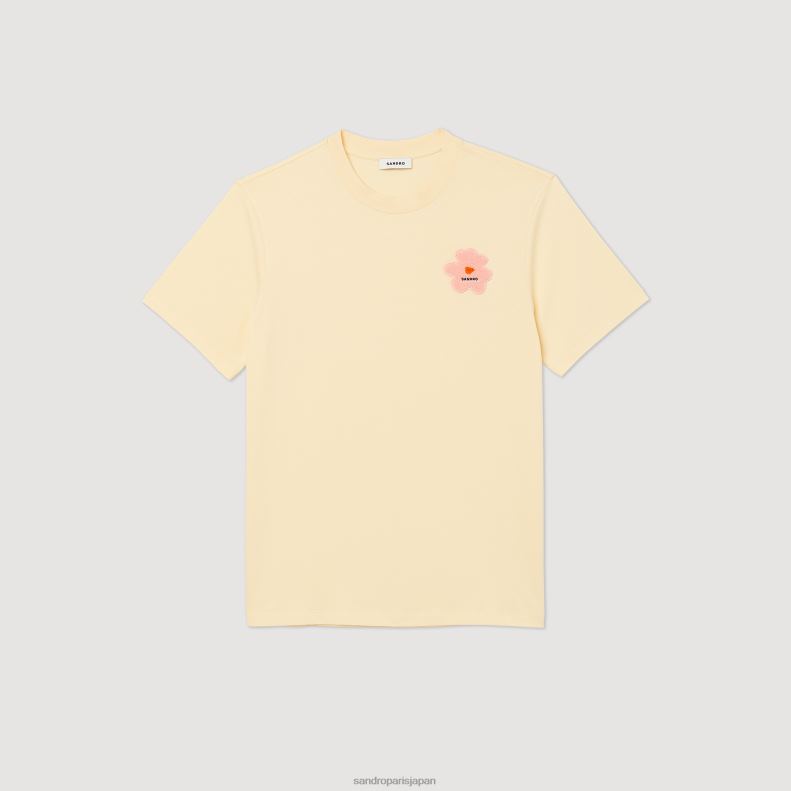 jp Sandro Paris 男性 フラワーパッチ Tシャツ クリーム 20D4B720 衣服