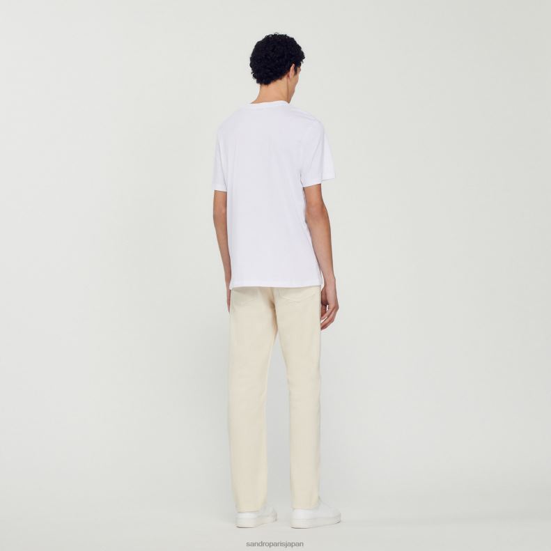 jp Sandro Paris 男性 ウサギプリントTシャツ 白 20D4B750 衣服